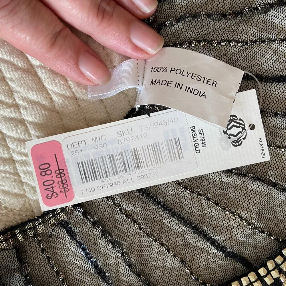 NWT Gold & Silver Sheer Beaded Sequined Capelet - Whimsigoth - Picture 6 of 7